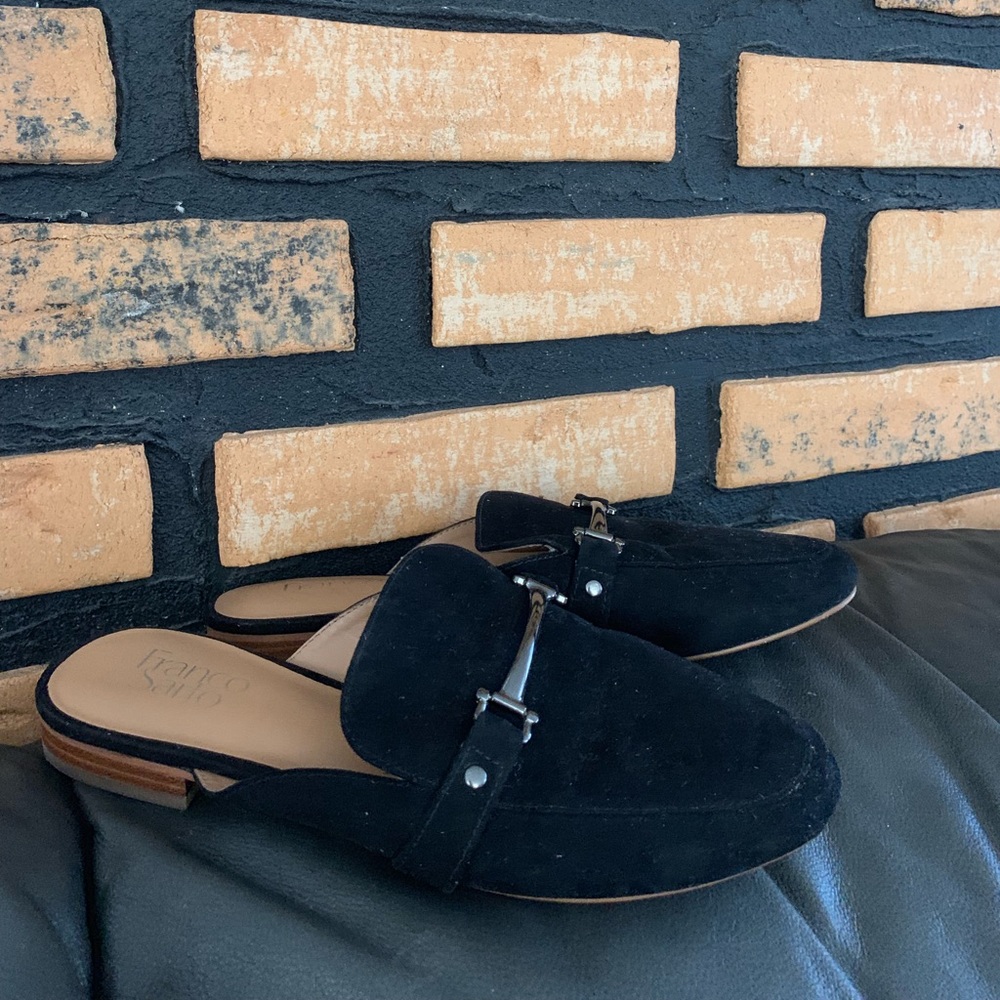 Black Franco Sarto Mule Flats